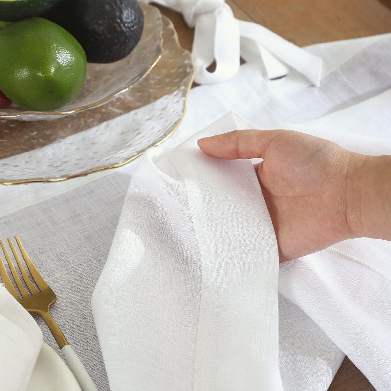 Textured Tablecloth 100% Linen Table Cloth, 104" L x 60" W