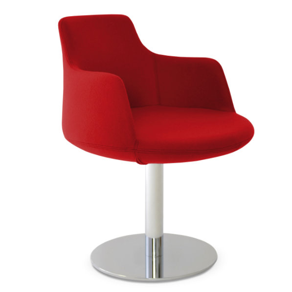 Dervish 18.5'' H Wool Upholstered Metal Armchair, Stainless Steel Polished, Apple Red