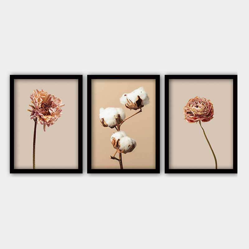 Elegant Decorative Framed Painting Set (3 Pieces), 13.8 x 17.7 inches Each | 100% Wooden with 100% Polystyrene Frame (Thickness: 0.8 inches) | UV Digital Printing, Perfect for Living Room & Home Décor