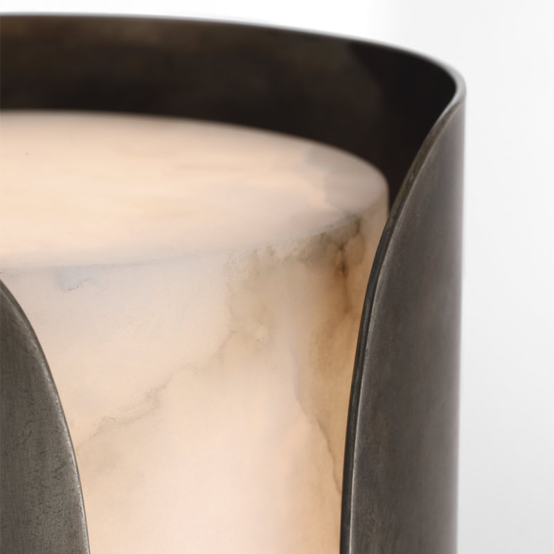 Anne-Marie Barton Armise 18" Sconce with Alabaster, 29" H x 7" W x 7.75" D, Mottled Pewter