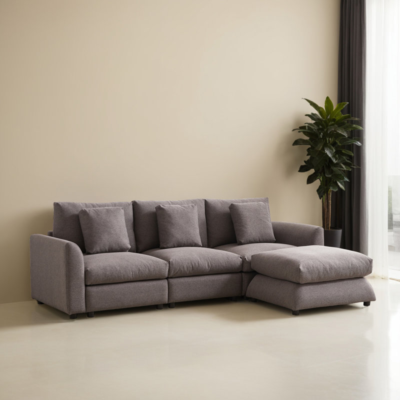 Canapé-lit modulaire 4 pièces pour salon, Polyester gris