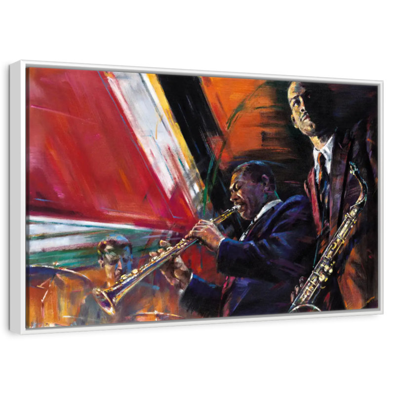Rouge vif, Cadre flottant blanc, 43 po x 29 po