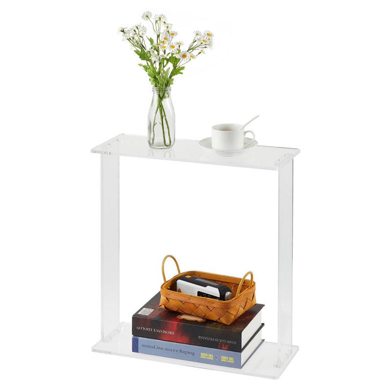 Acrylic Narrow Console Table For Entryway - 18 X 7 X 20 Inch Clear Table With Square Legs