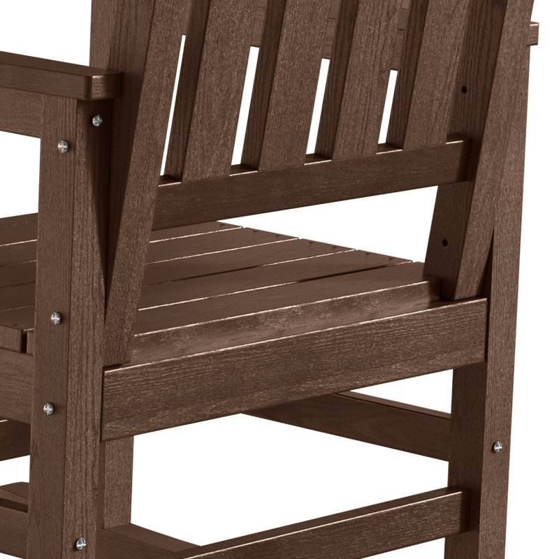 Chaise berçante d'extérieur en PEHD, Brun