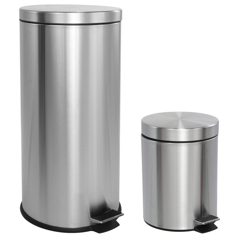 Oscar 8-Gallon Stainless Steel Step-Open Trash Can with Mini Bin