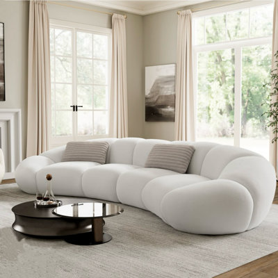 French Cream-style Curved Off-white Sofa