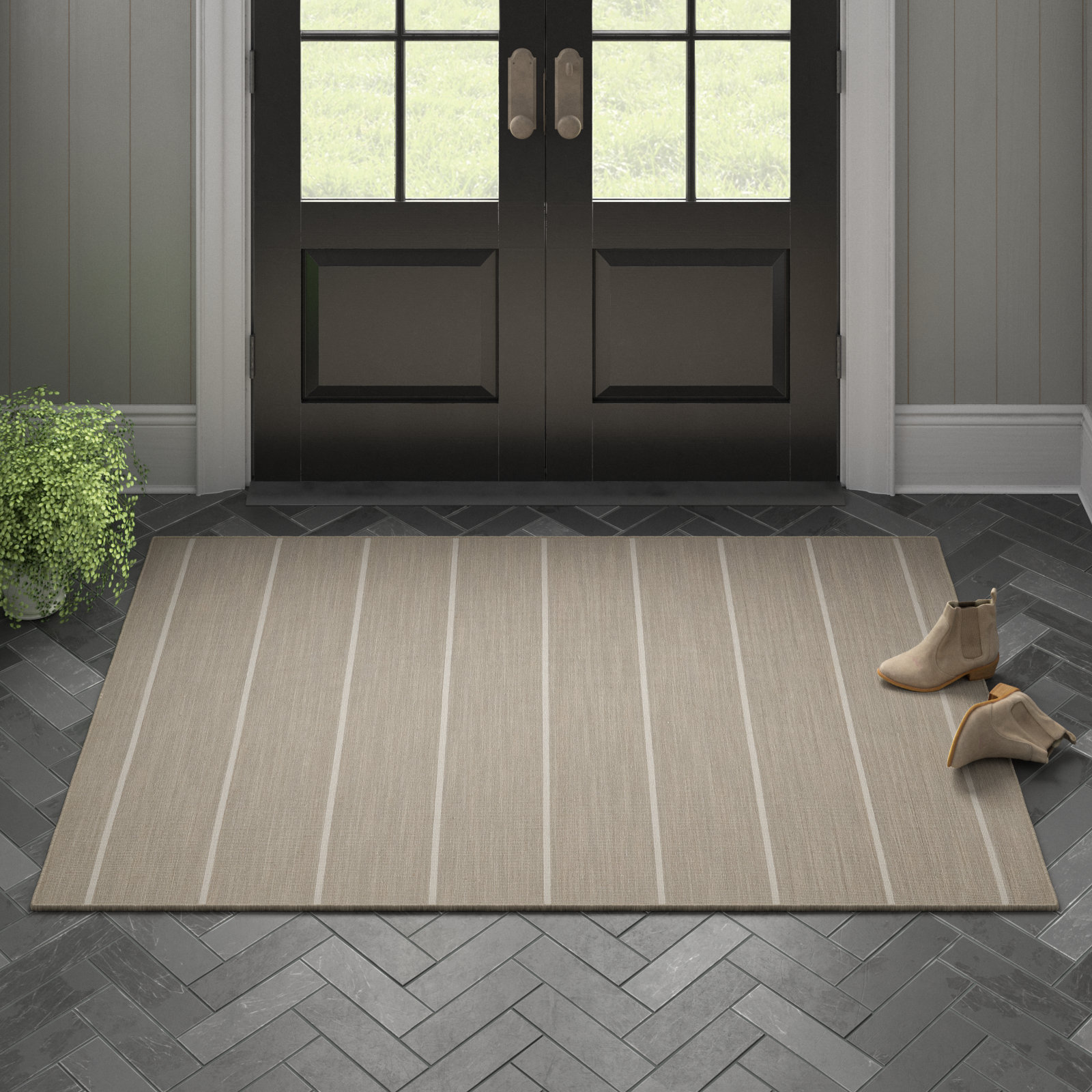 Creekmont Handmade Wool Brown Rug, Rectangle 4' x 6'