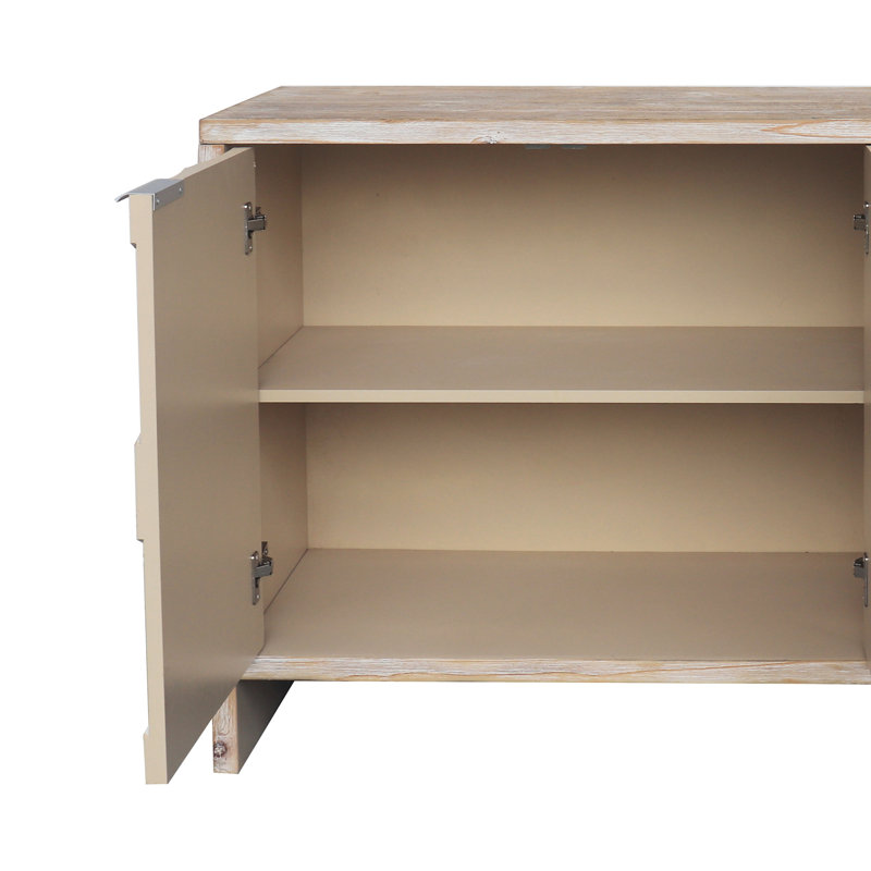 Buffet à 4 portes avec rangement en bois. Bois naturel lavé, bureau de salle à manger tendance, Bois naturel délavé