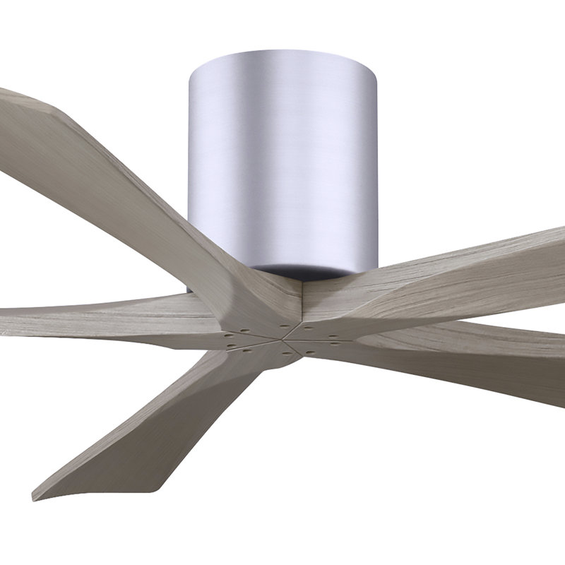 60" Irene 5-Blade Hugger Ceiling Fan with Wall Remote, 60", Brushed Brass, Gray Ash