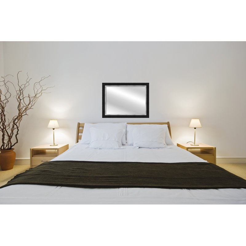 Metropolis Flat Beveled Mirror, Black/Silver, 34" x 28"
