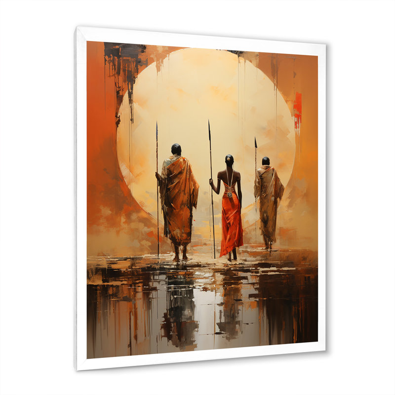 Art amérindien Tribal Vision IV - Art mural sur toile amérindien, Cadre photo blanc, H 40 po x l 30 po x P 1,5 po