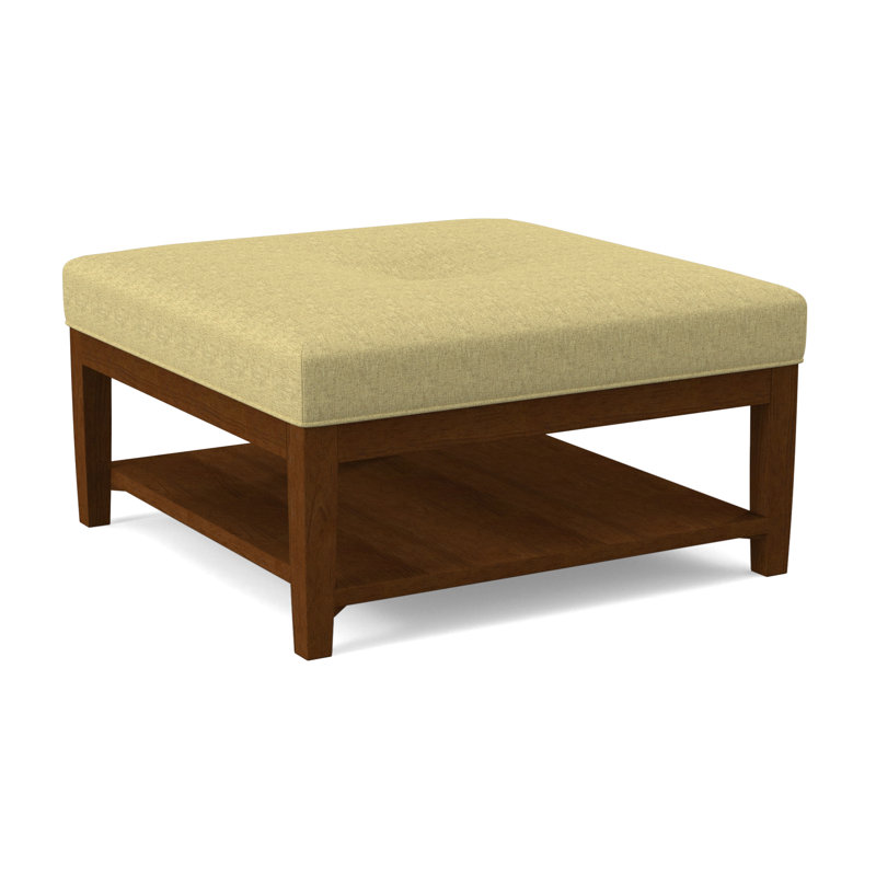 Repose-pieds Hammond avec rangement, Finition café, Tissu performance blanc 0851-94