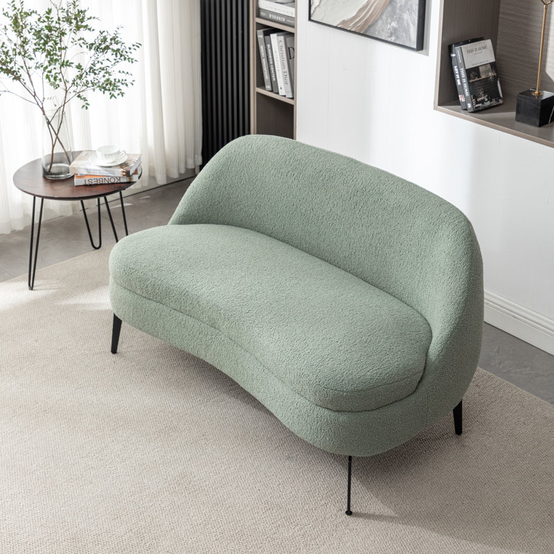 Bula 50" Upholstered Loveseat, Green Performance Boucle