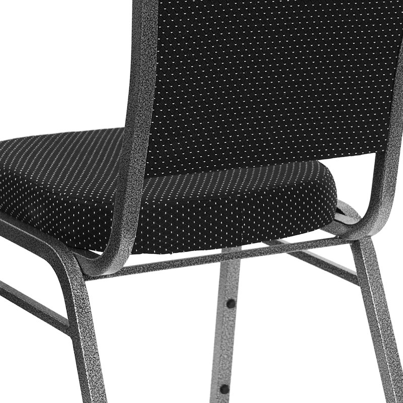 Chaise de banquet empilable Oliverson, Structure veinée argent, Vinyle bleu marine, 4