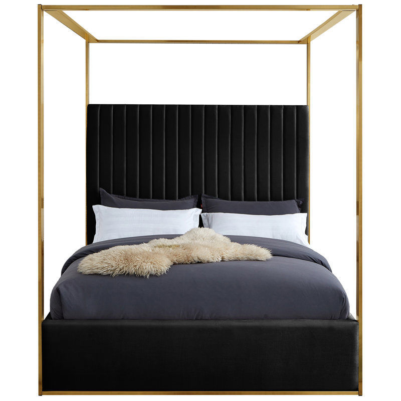 Lit en velours Jones Heersa, Grand, Velours noir