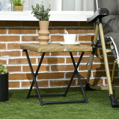 Square Wicker/Rattan Outdoor Folding Side Table