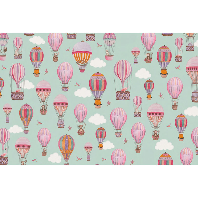 Papier peint animaux en montgolfière, 140 po x 108 po, Peler et coller