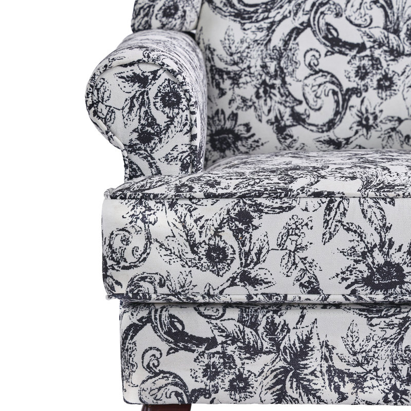 Upholstered Wingback Chair, Black Chenille