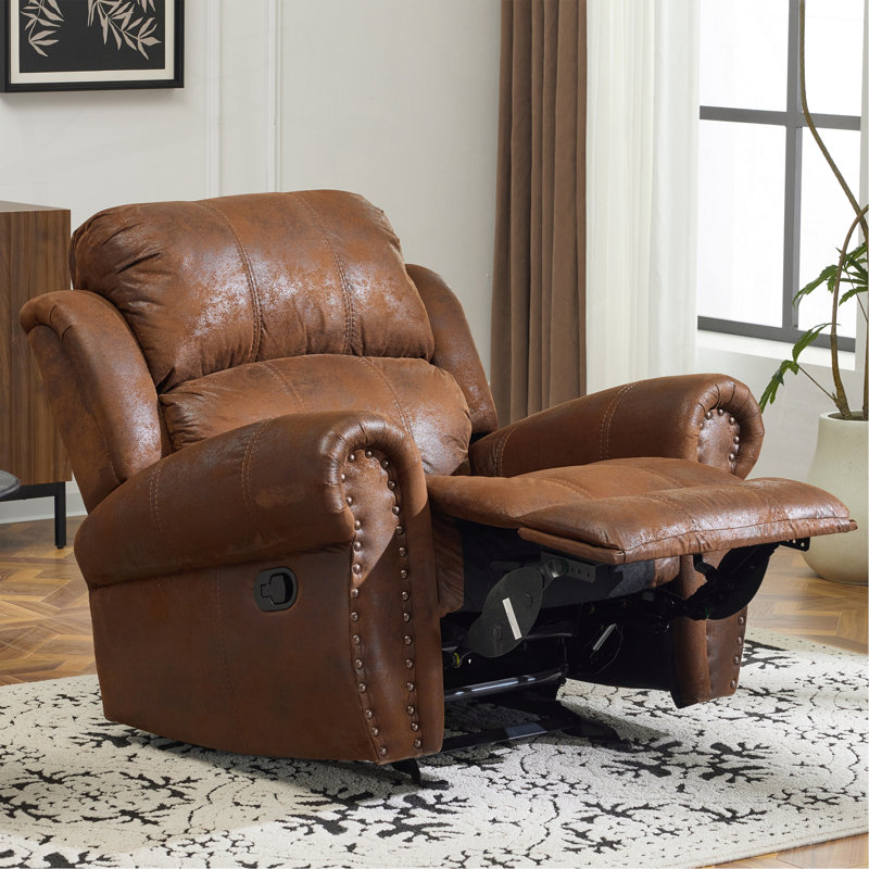 Fauteuil inclinable manuel en daim de 40,75 po de largeur, Brun