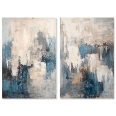 Glamorous Blue Gold Luxe Set Canvas Blue Wall Art by Art Remedy