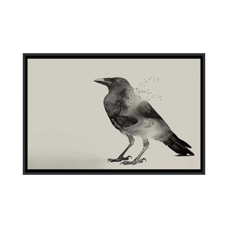«Raven Sky», impression sur toile, H 18 po x l 26 po x P 1,5 po, Toile avec cadre noir, Pas de tapis