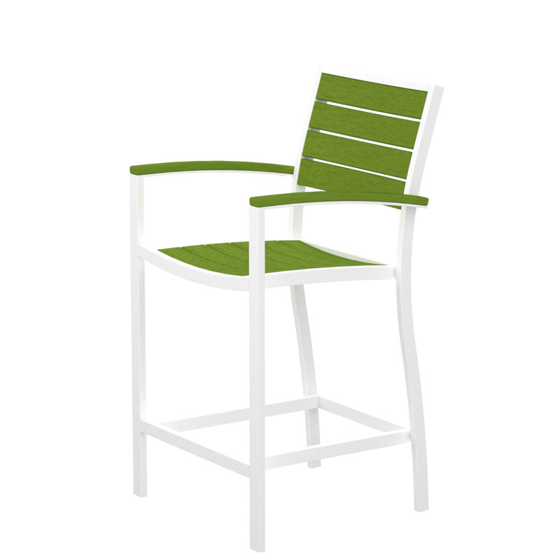 Chaise avec accoudoirs de comptoir POLYWOOD Euro, Limette, Blanc