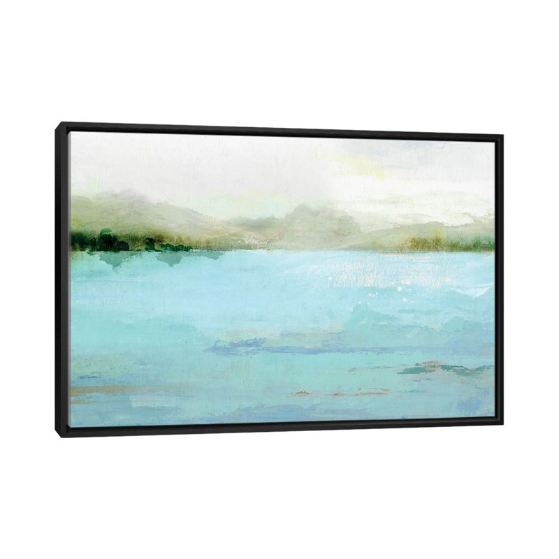 « lake », impression sur toile, H 18 po x l 26 po x P 1,5 po, Toile avec cadre noir, Pas de tapis