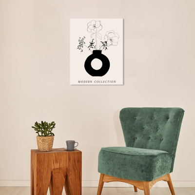 Jahmani, vase floral noir sur toile
