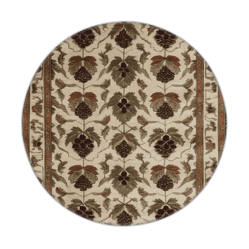 ArtDeco Beige Indoor and Outdoor Area Rug, Round 5'