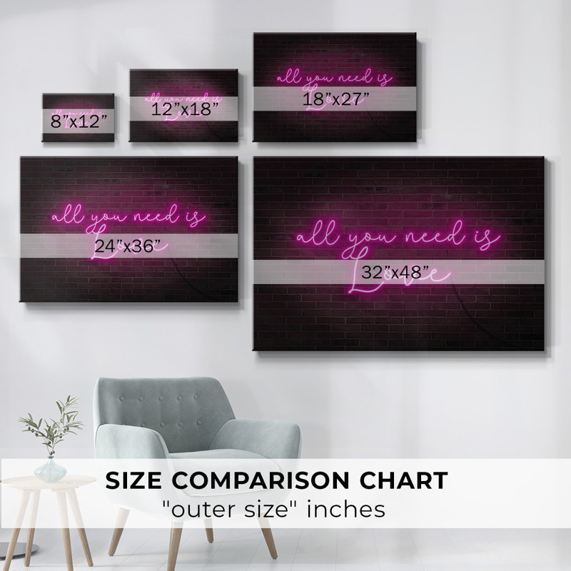 Neon Love I-Gallery Wrapped Canvas, H 8 po x l 12 po