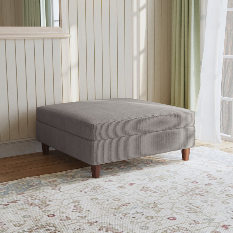 Mordecai 97Cm Wide Square Footstool Ottoman, Light Grey