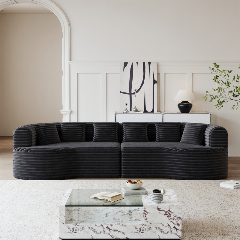 Canapé modulaire courbé, Noir