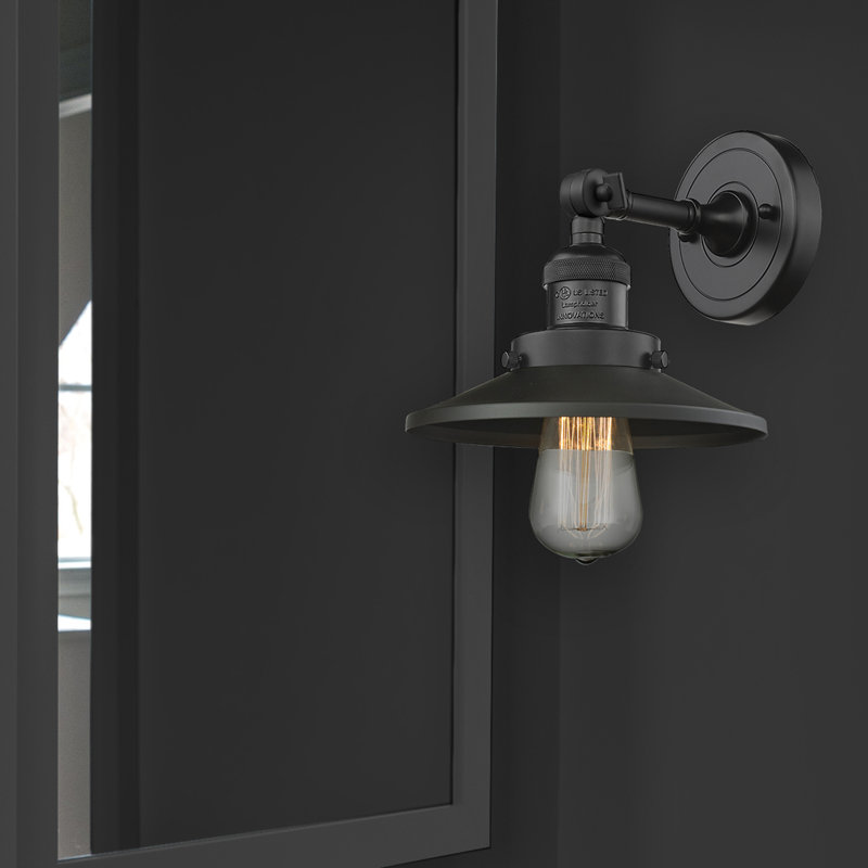 Clintonpark Dimmable Bath Sconce, Matte Black, 6 Watt Vinage LED Bulb, Matte Black