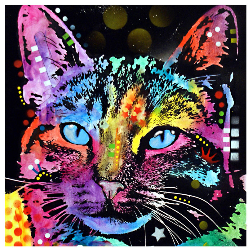 Thoughtful Cat by Dean Russo - Print on Canvas, 45.72 cm H x 45.72 cm W x 1.91 cm D, No Frame