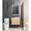 Compartiment de rangement flottant pour meuble-lavabo mural avec porte-serviettes, idéal pour organiser les articles de salle de bain essentiels et améliorer l'utilisation de l'espace