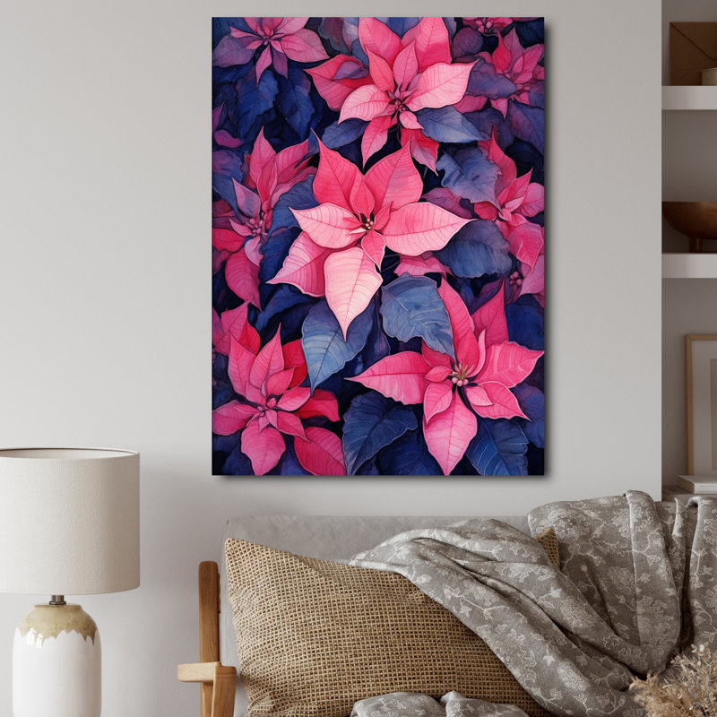 Poinsettia Passion II sur toile, H 44 po x l 34 po x P 1,5 po, Toile tendue