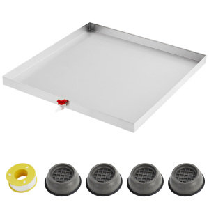 Washing Machine Pan Heavy Duty Washing Machine Tray with 4 Pcs Anti-Vibration Washing Machine Feet, Washer Pan, No Hole