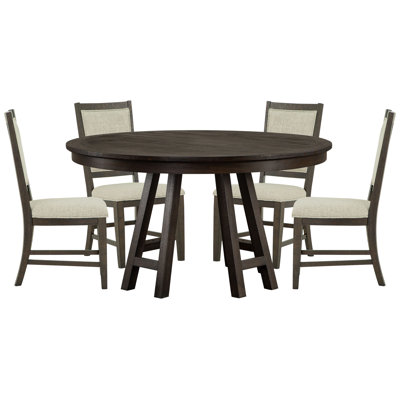 Lyndsey 52" Round Dining Table With 4 Upholstered Side Chairs