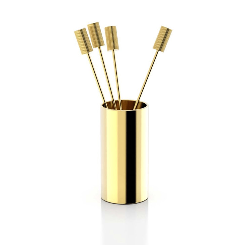 Striations Stainless Steel Cocktail Pick, Gold