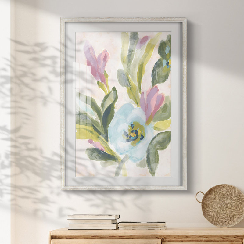 Floral Breeze Fresco II - impression encadrée, H 28,5 po x l 20,5 po, Blanc