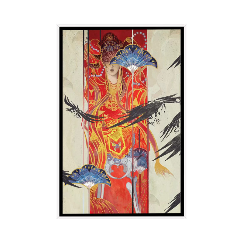 Porcelain Pillows I by Sija Hong - Painting on Canvas, White Framed, 66.04 cm H x 45.72 cm W