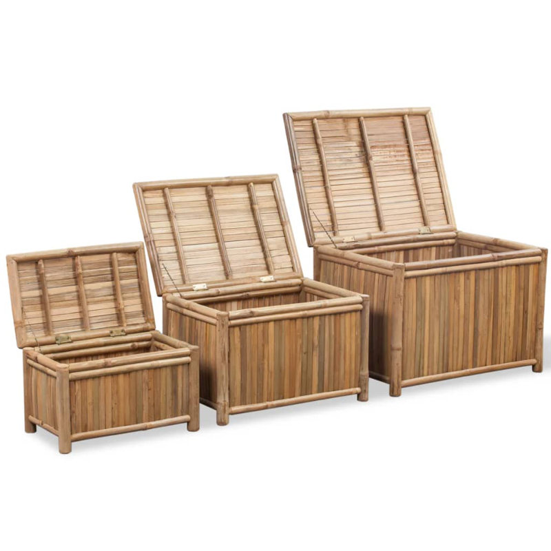 Set Of 3 Bamboo Storage Boxes – Eco-Friendly And Stylish Storage Solution For Home Organization