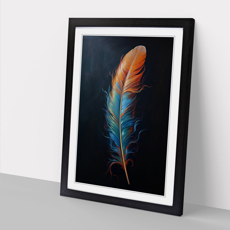 Feather Modern - Framed Print, Black, 46cm H x 34cm W x 2cm D