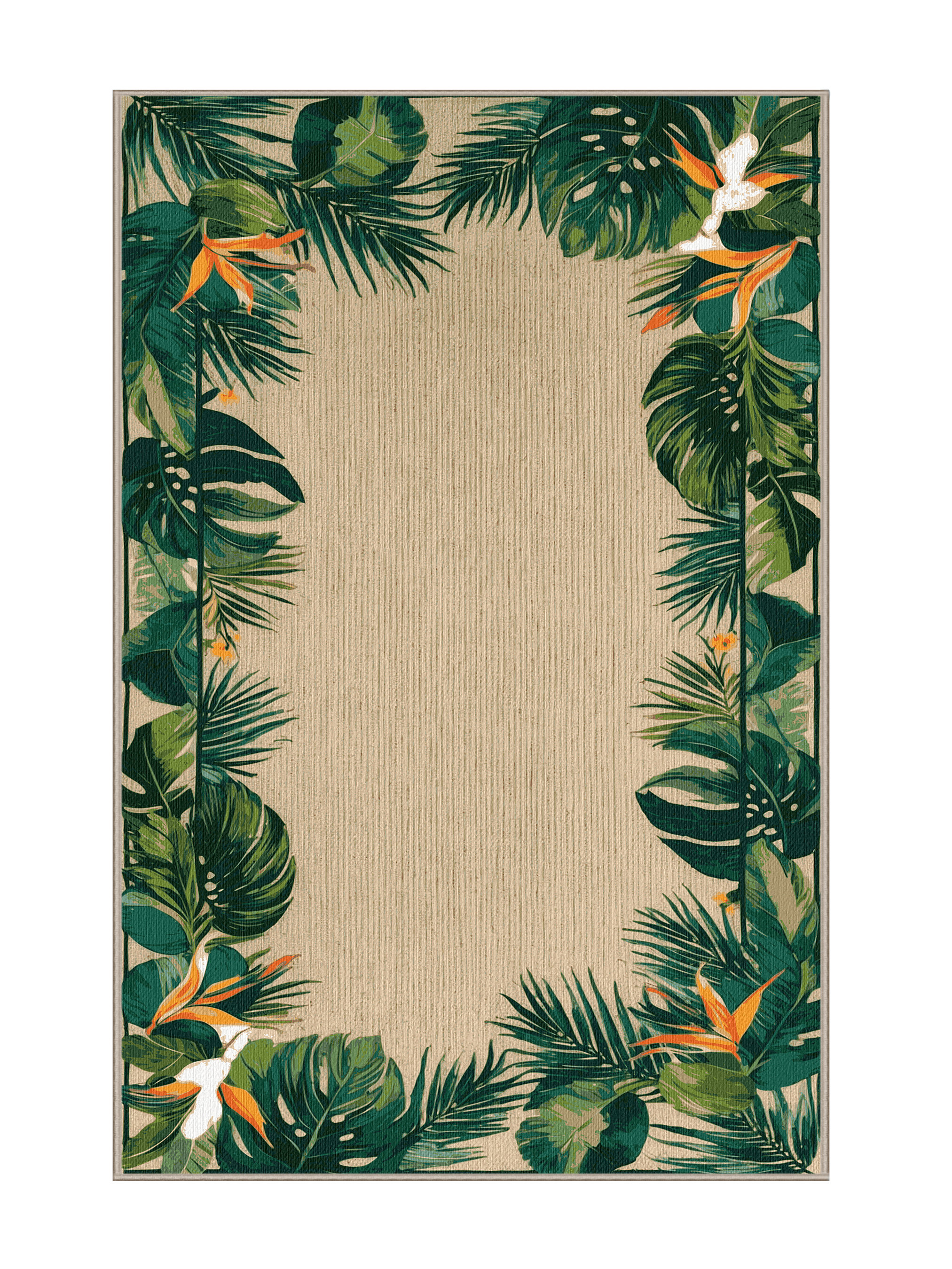 Bayou Breeze Washable Tropical Border Coastal Area Rug | Wayfair