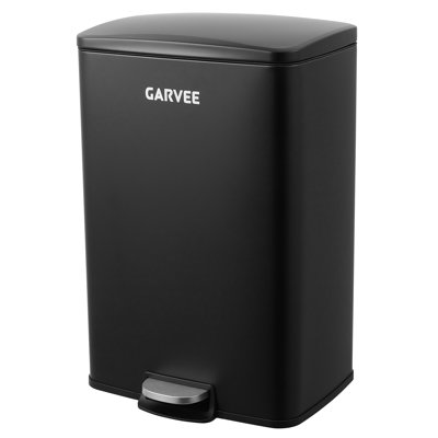 13 Gallon / 50 l Kitchen Trash Can, Stainless Steel Large Garbage Can with Removable Inner Bucket, Step-on Kitchen Metal Trash Bin with Quiet Soft-Close Lid for Home, Office, Garage