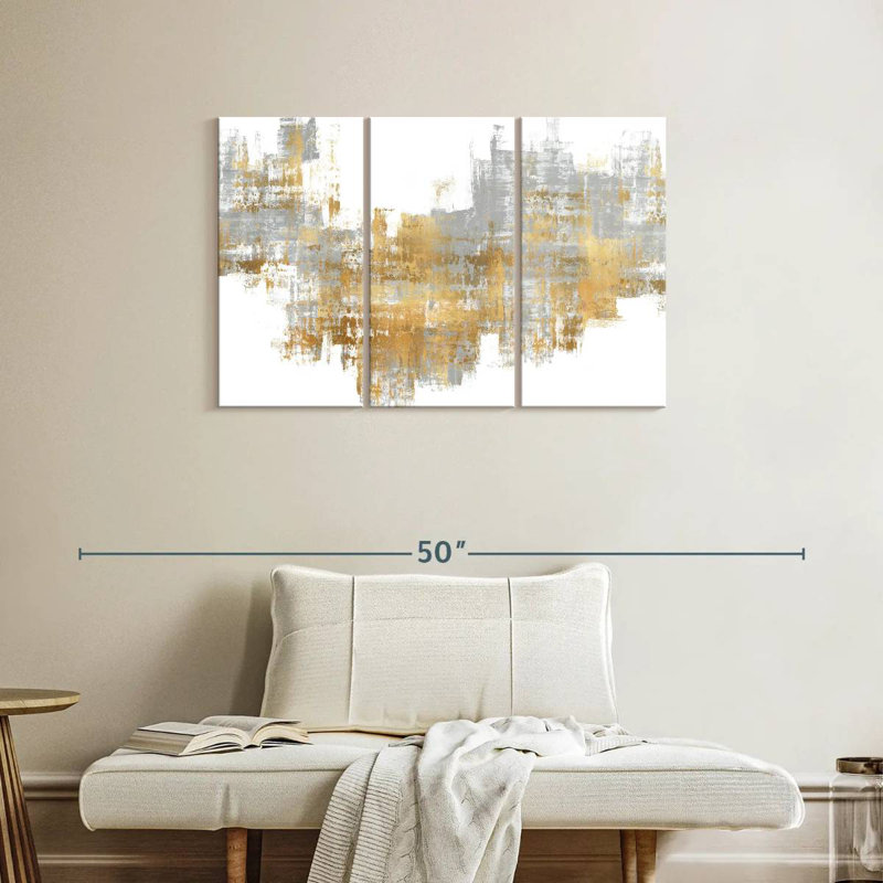 Avery Dynamic Gold On Grey II, 24" H x 38" W