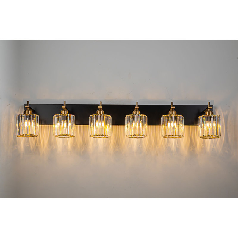 Corless Dimmable Vanity Light, Matte Black/Gold, 6