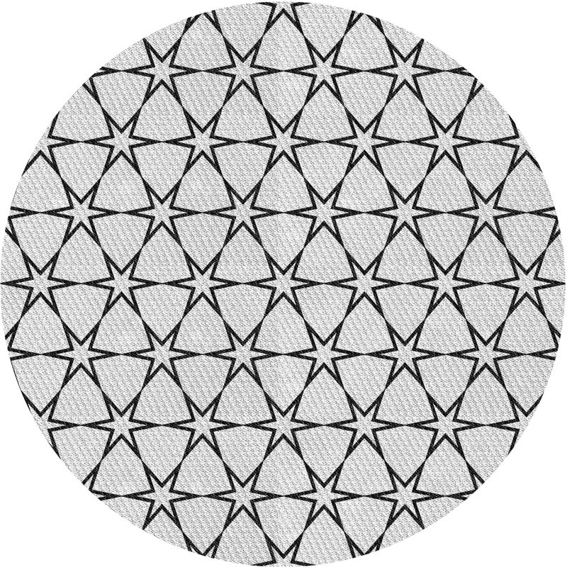 Tapis noir à motifs géométriques, Rond 6 pi