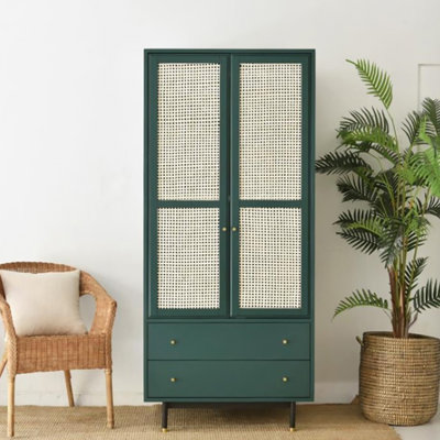 Nordic Rattan Solid Wood Wardrobe