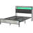 Cement Gray Bed - Full With Storage Headboard, Led Lights, Charging Station, Noise- Assembly, Easy Setup, No Box Spring Required Size Outlets, Noise-,